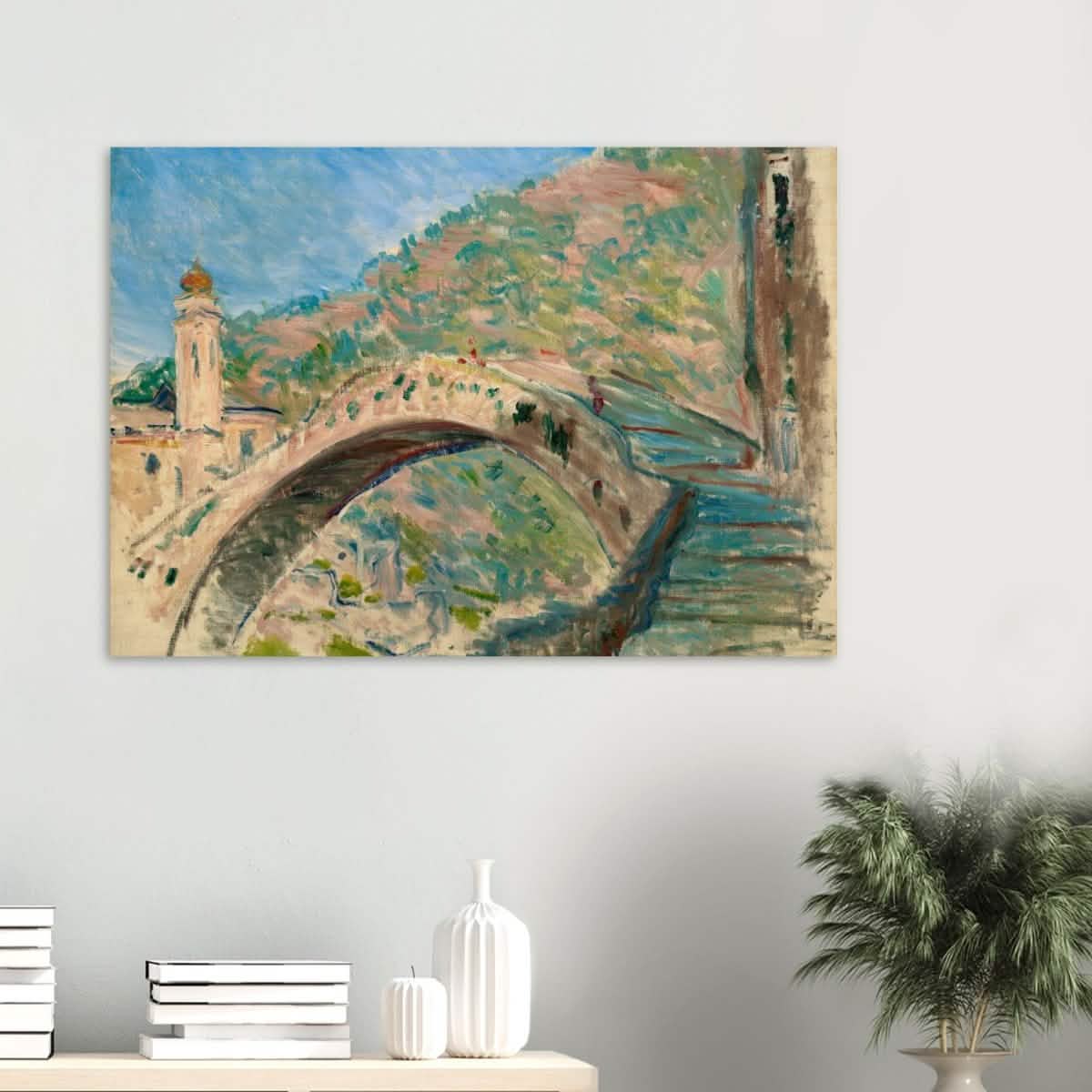 Bridge at dolceacqua by Claude Monet - Wood Prints - 70x100 cm / 28x40″ - 10 mm