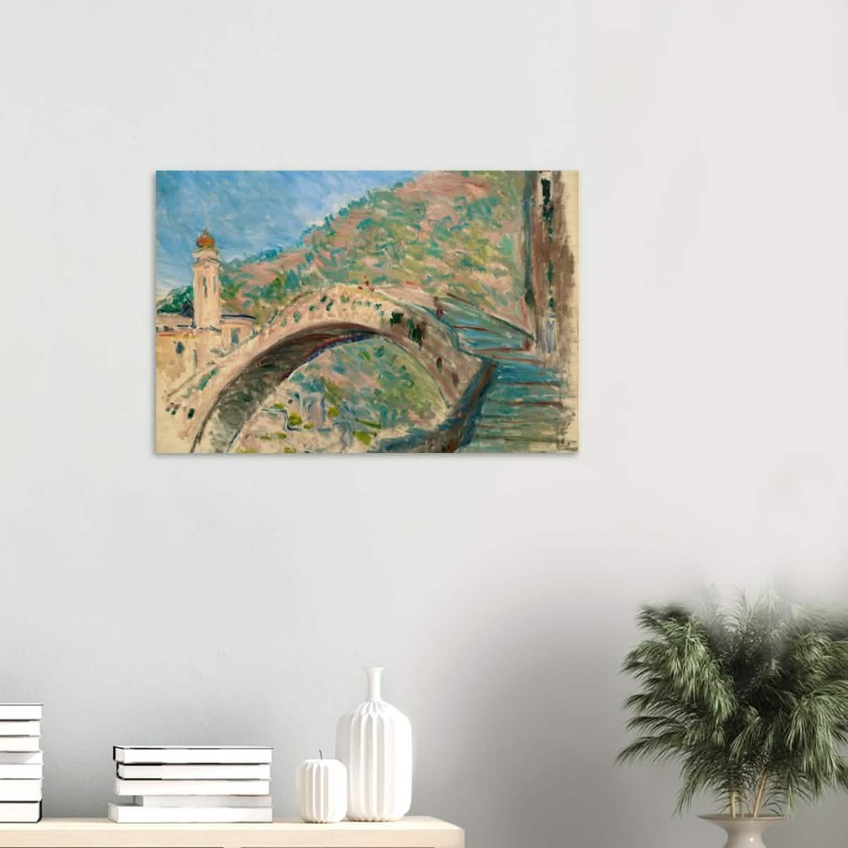 Bridge at dolceacqua by Claude Monet - Wood Prints - 50x75 cm / 20x30″ - 20 mm