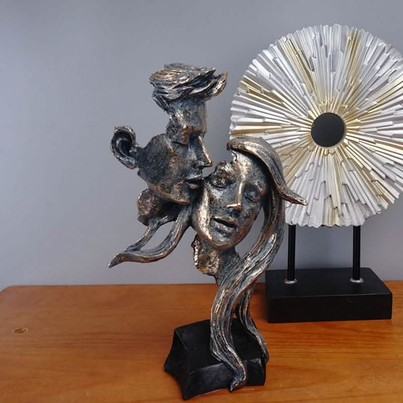 Bronze Kiss Resin Couple Sculpture – Romantic Desktop Art Décor - Bronze Kiss -