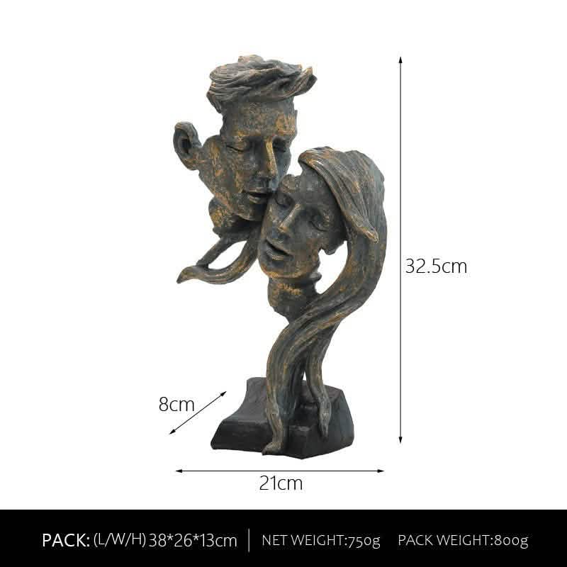 Bronze Kiss Resin Couple Sculpture – Romantic Desktop Art Décor - Bronze Kiss -