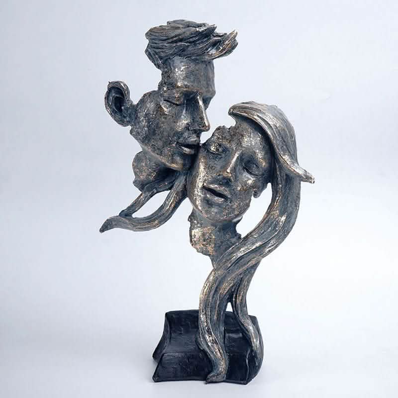 Bronze Kiss Resin Couple Sculpture – Romantic Desktop Art Décor - Bronze Kiss -