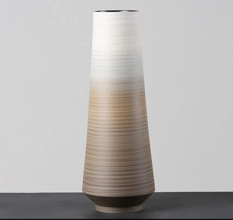 Brown Gradient Ceramic Vase – Modern Painted Pottery Home Décor Ornaments - Tall -