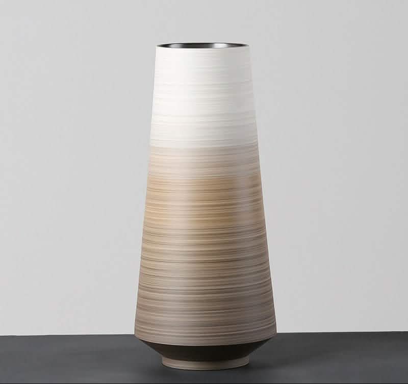 Brown Gradient Ceramic Vase – Modern Painted Pottery Home Décor Ornaments - Slim Tall -