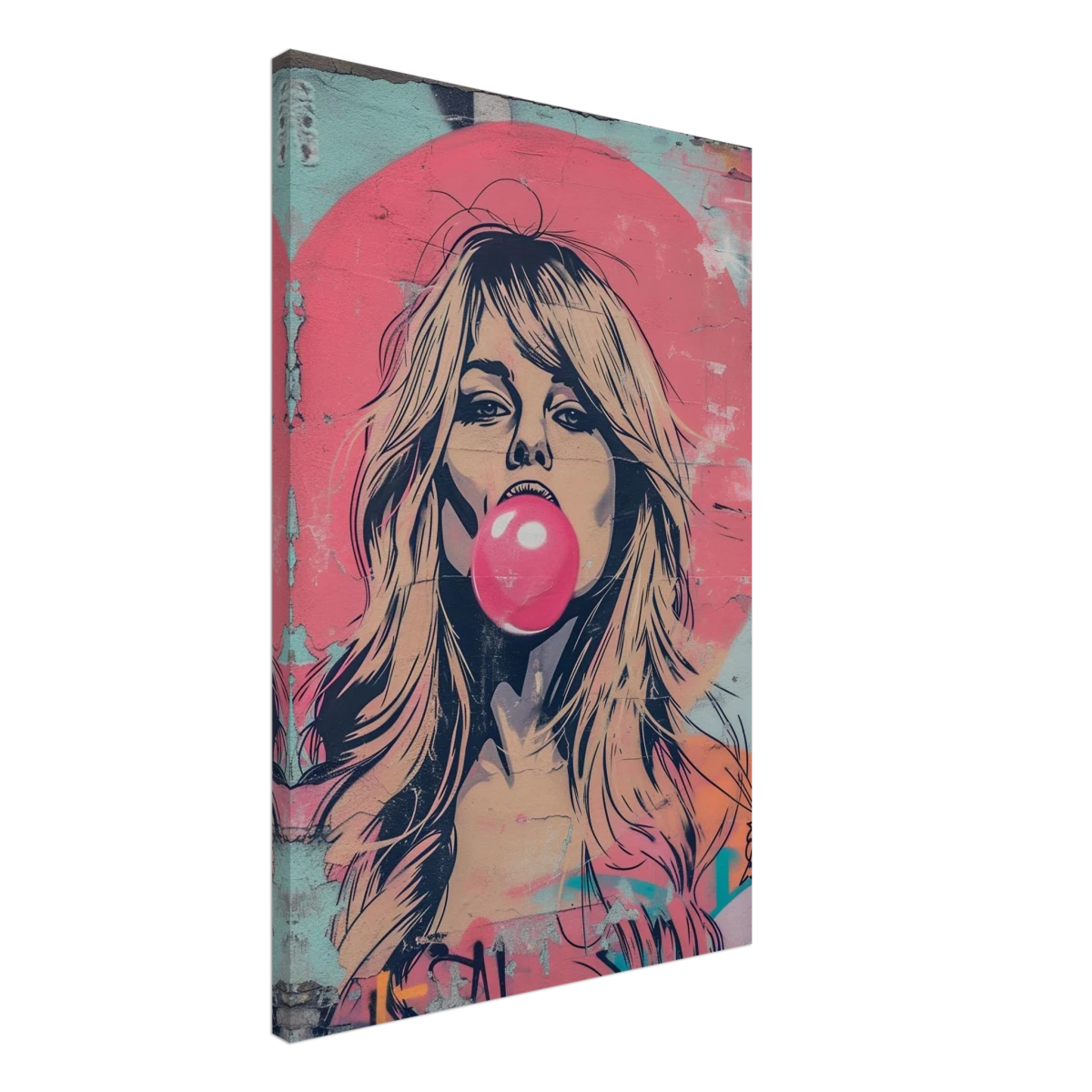 "Bubblegum Bardot" – Urban Pop Art Wall Print - Canvas - 50x75 cm / 20x30″ -