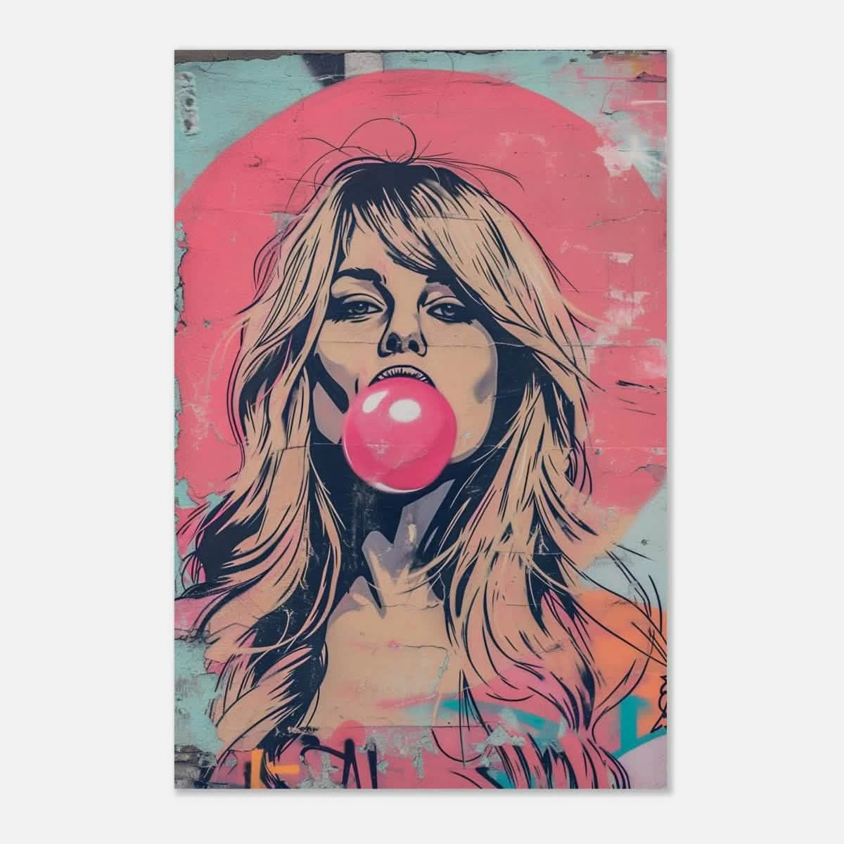 "Bubblegum Bardot" – Urban Pop Art Wall Print - Aluminum Print - 60x90 cm / 24x36″ -