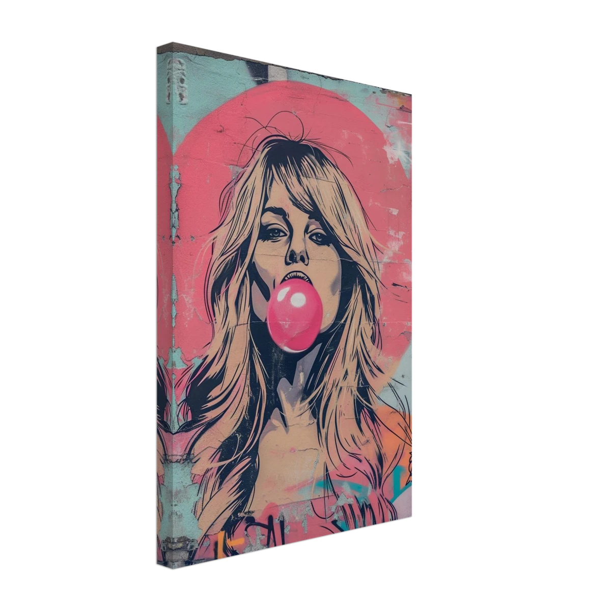 "Bubblegum Bardot" – Urban Pop Art Wall Print - Canvas - 30x45 cm / 12x18″ -