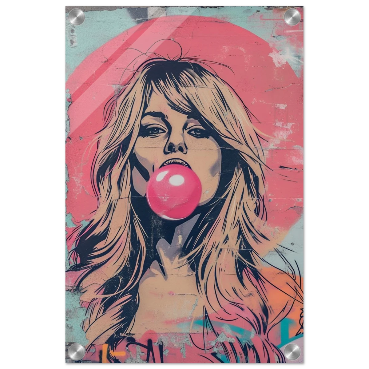 "Bubblegum Bardot" – Urban Pop Art Wall Print - Acrylic Print - 30x45 cm / 12x18″ -