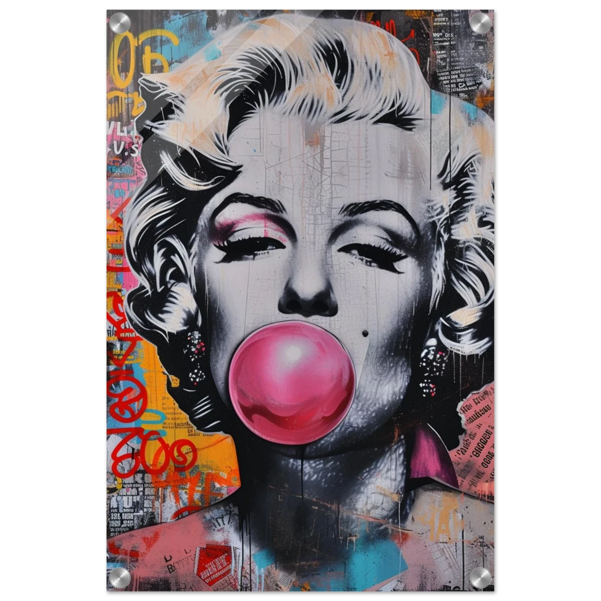 "Bubblegum Marilyn" – Pop Art Street Style Wall Print - Acrylic Print - 40x60 cm / 16x24″ -