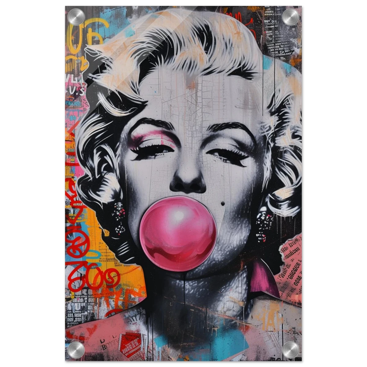 "Bubblegum Marilyn" – Pop Art Street Style Wall Print - Acrylic Print - 30x45 cm / 12x18″ -