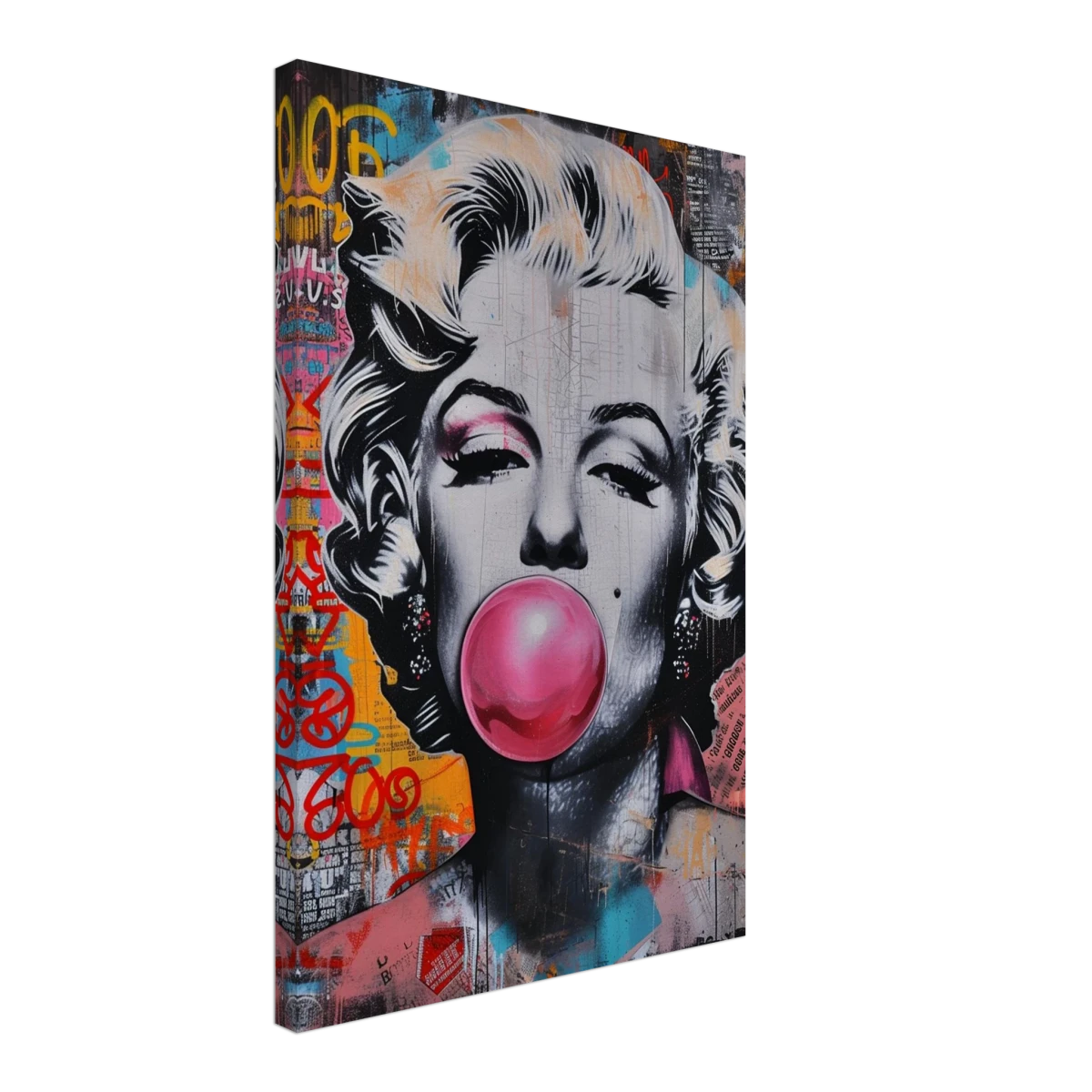 "Bubblegum Marilyn" – Pop Art Street Style Wall Print - Canvas - 40x60 cm / 16x24″ -
