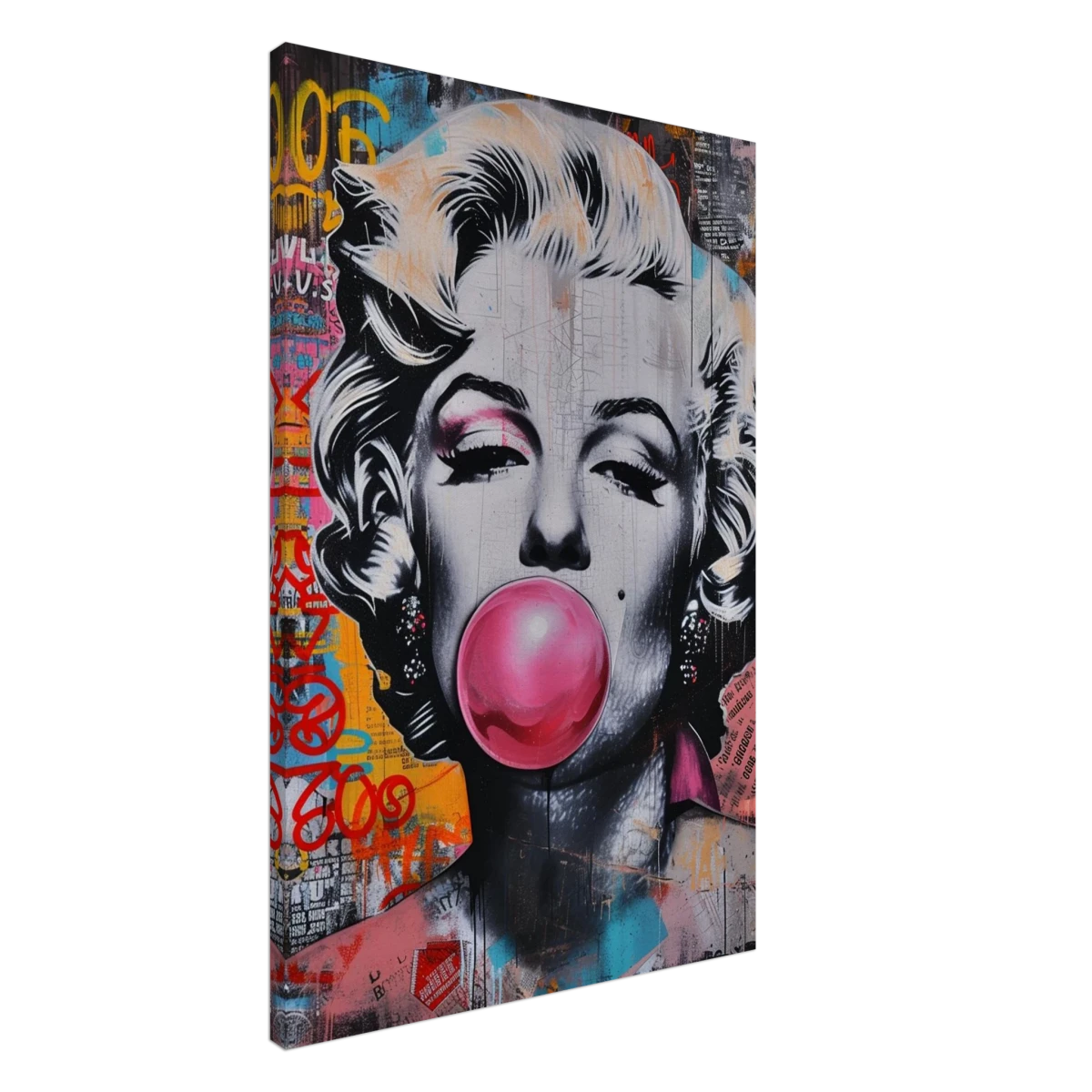 "Bubblegum Marilyn" – Pop Art Street Style Wall Print - Canvas - 60x90 cm / 24x36″ -