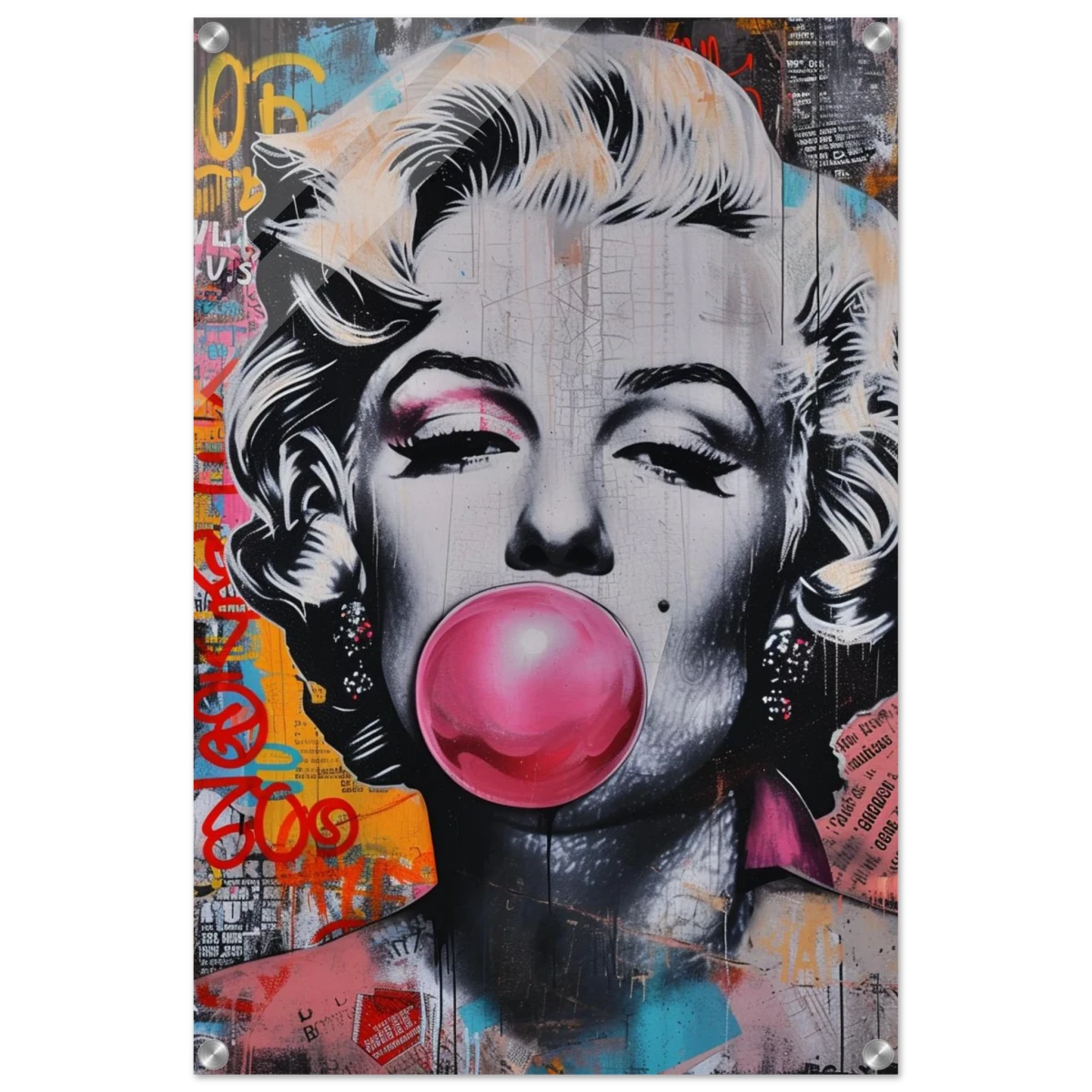 "Bubblegum Marilyn" – Pop Art Street Style Wall Print - Acrylic Print - 50x75 cm / 20x30″ -