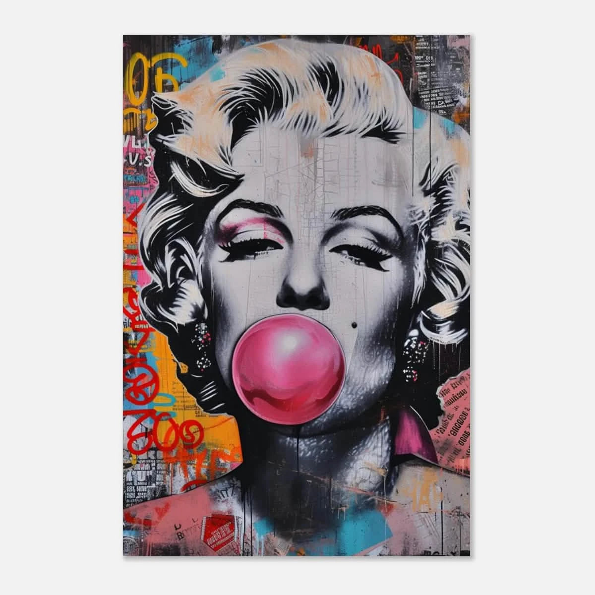"Bubblegum Marilyn" – Pop Art Street Style Wall Print - Aluminum Print - 30x45 cm / 12x18″ -