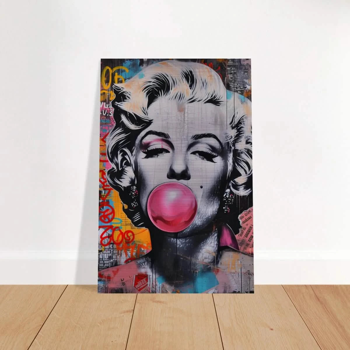 "Bubblegum Marilyn" – Pop Art Street Style Wall Print - Brushed Aluminum Print - 60x90 cm / 24x36″ -