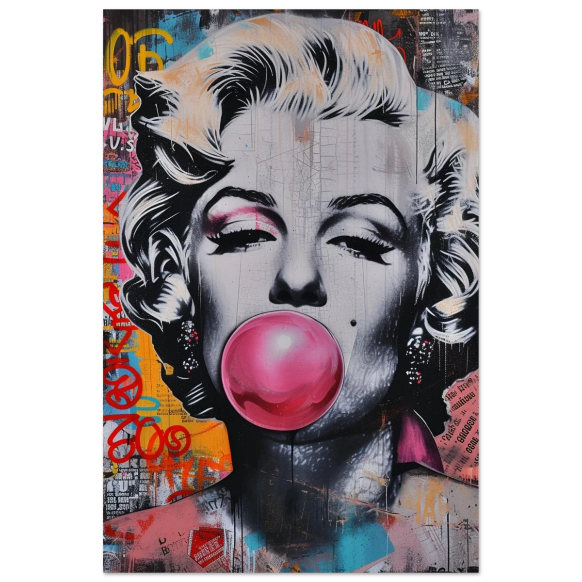 "Bubblegum Marilyn" – Pop Art Street Style Wall Print - Fine Art Poster - 60x90 cm / 24x36″ -
