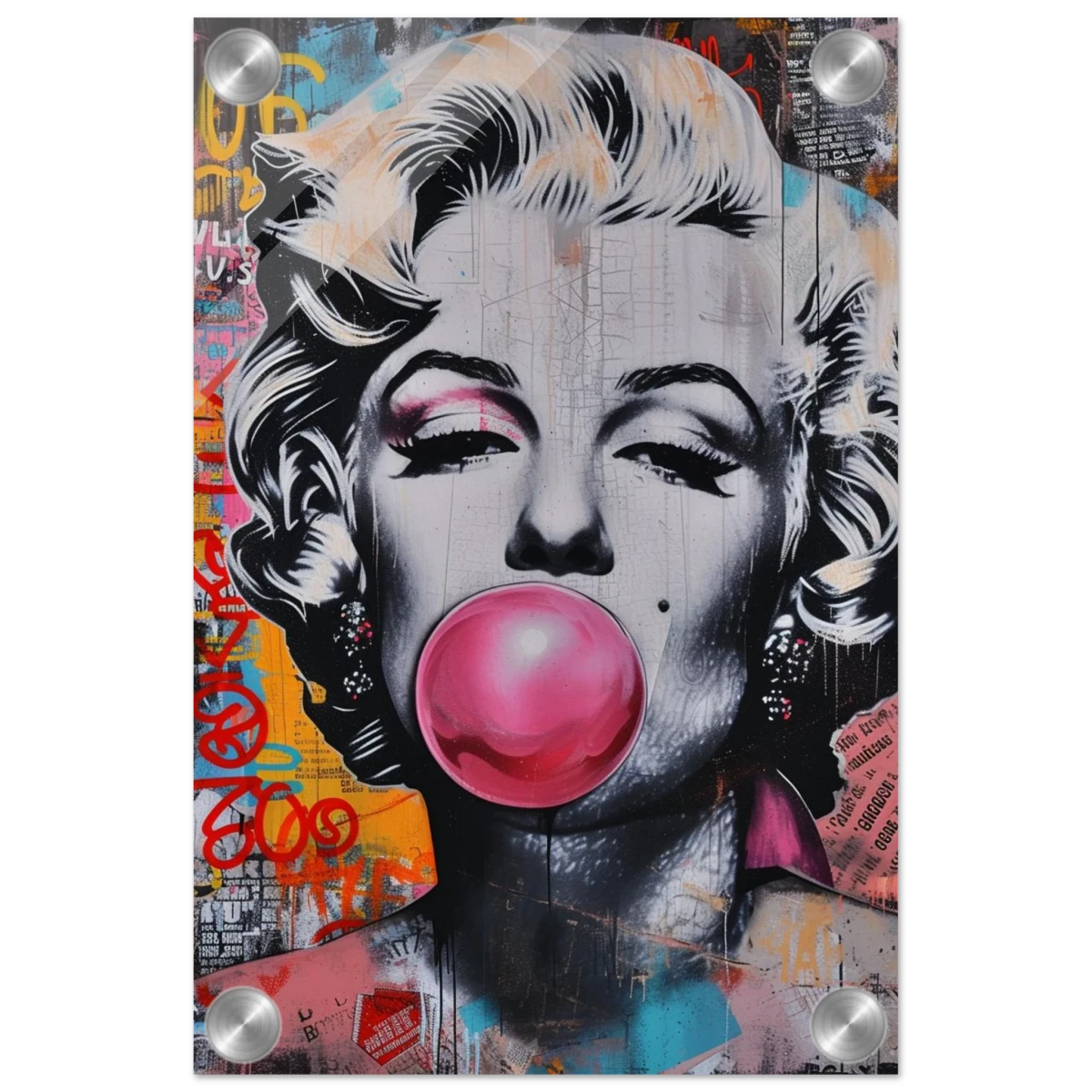 "Bubblegum Marilyn" – Pop Art Street Style Wall Print - Acrylic Print - 20x30 cm / 8x12″ -