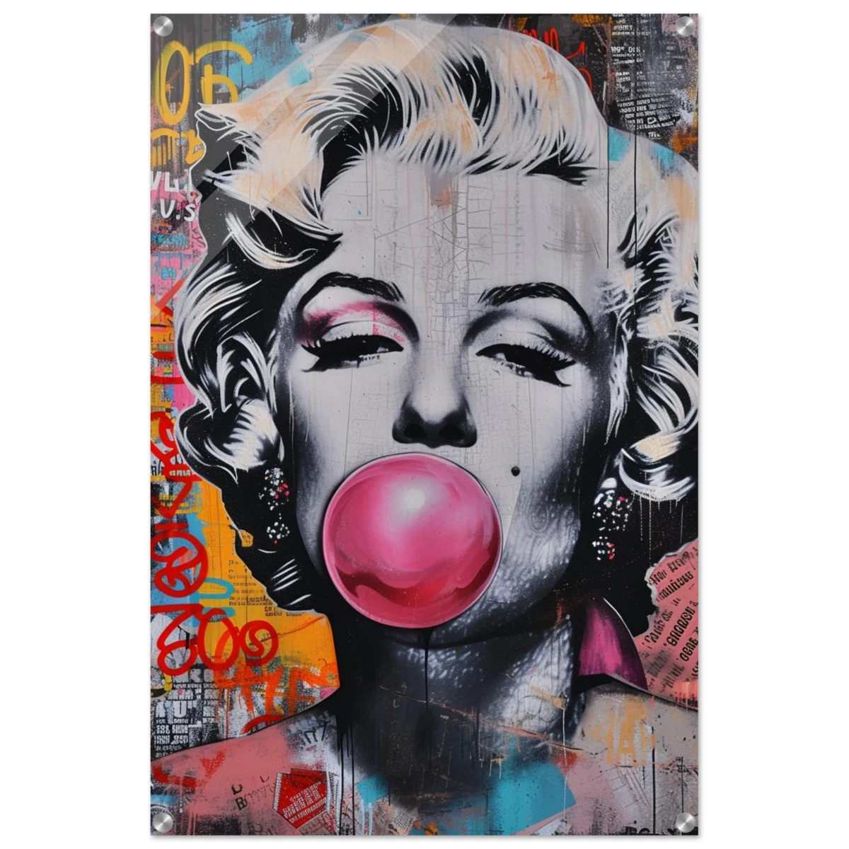 "Bubblegum Marilyn" – Pop Art Street Style Wall Print - Acrylic Print - 60x90 cm / 24x36″ -