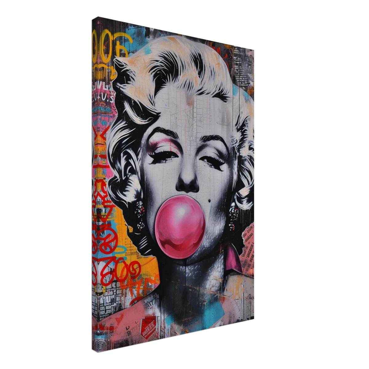 "Bubblegum Marilyn" – Pop Art Street Style Wall Print - Canvas - 50x75 cm / 20x30″ -