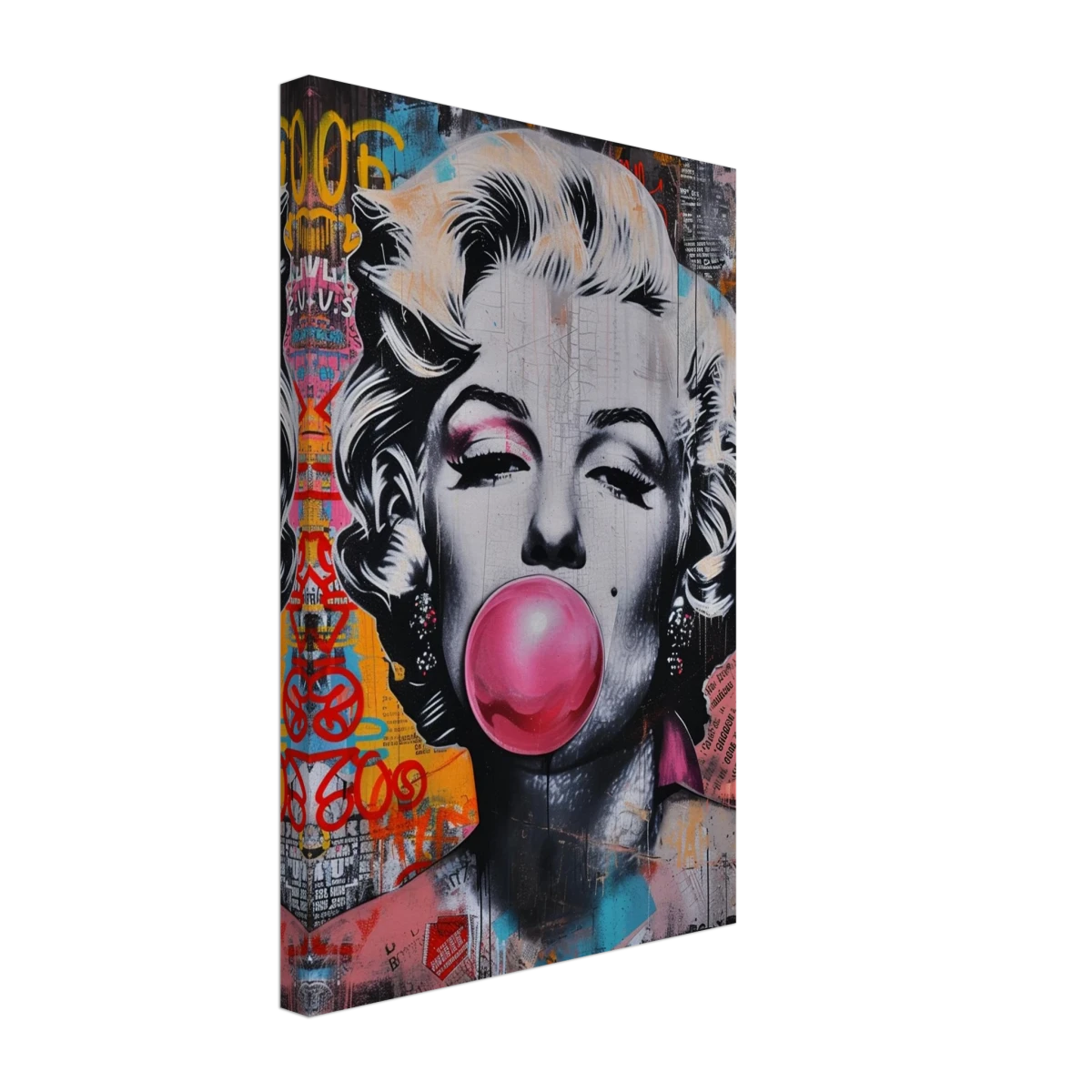 "Bubblegum Marilyn" – Pop Art Street Style Wall Print - Canvas - 30x45 cm / 12x18″ -