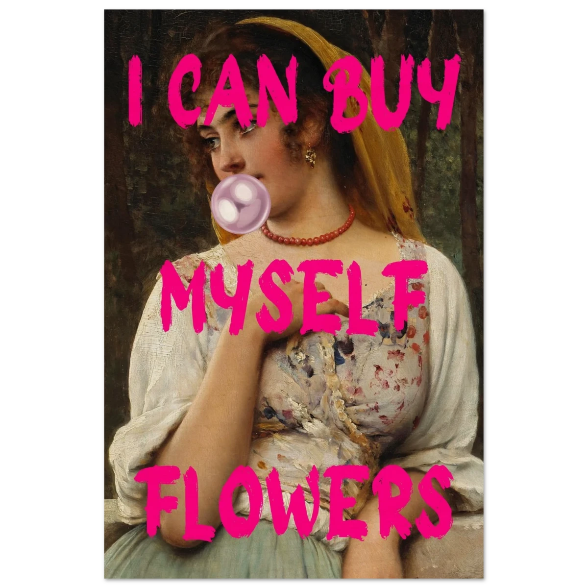 "Bubblegum Venus – I Can Buy Myself Flowers" | Pop Art Renaissance Remix - Wood Prints - 20x30 cm / 8x12″ -