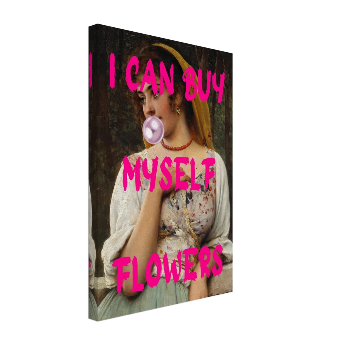 "Bubblegum Venus – I Can Buy Myself Flowers" | Pop Art Renaissance Remix - Canvas - 30x45 cm / 12x18″ -