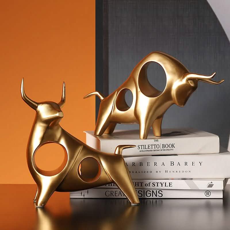 Bull Resin Sculpture – Modern Power & Elegance Home Décor - Black - Obsidian Strength -