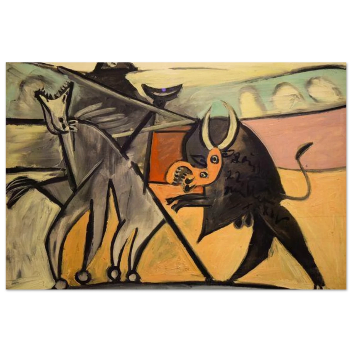 Bullfight | Pablo Picasso – A Masterpiece of Cubism & Expressionism - 30x45 cm / 12x18″ - Wood Prints -