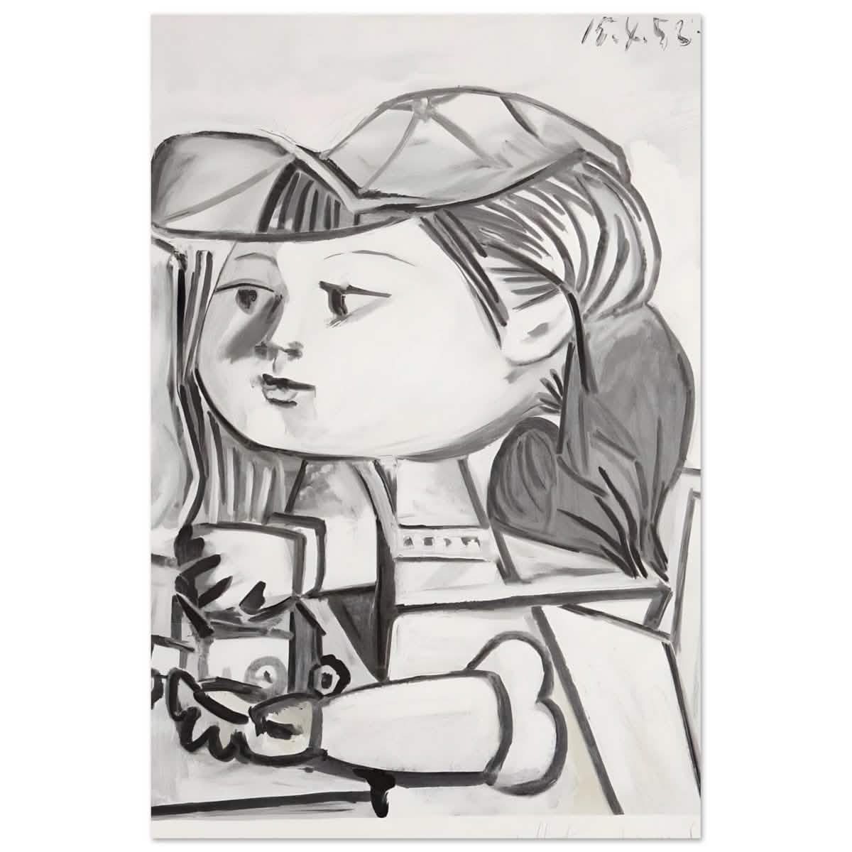 Buste De Petite Fille Black by Pablo Picasso | Cubism wall art print - Aluminum Print - 30x45 cm / 12x18″ -