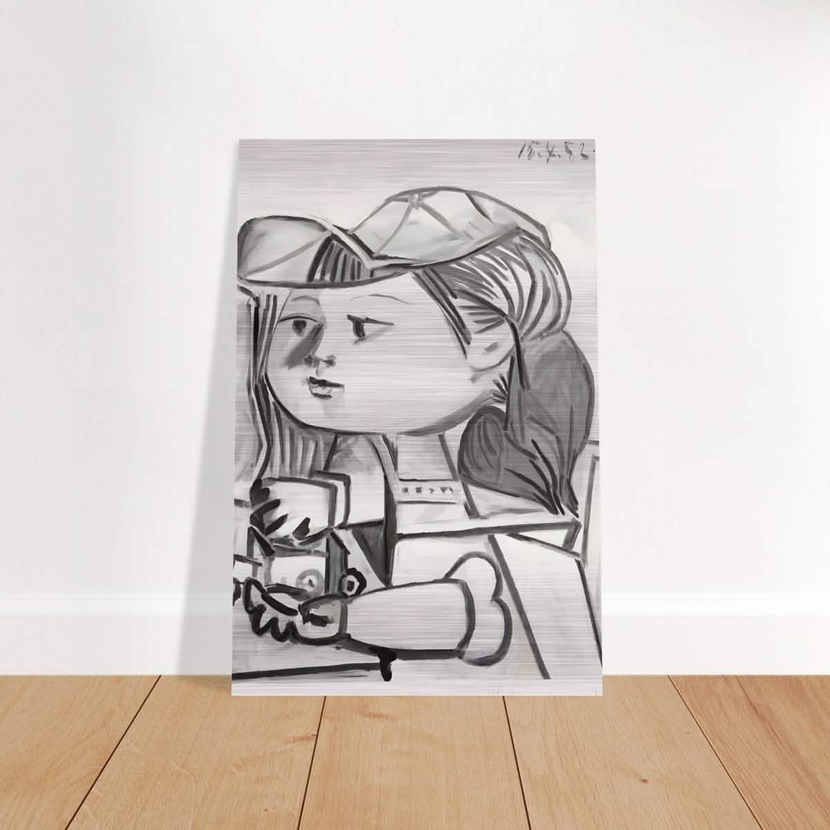 Buste De Petite Fille Black by Pablo Picasso | Cubism wall art print - Brushed Aluminum Print - 50x75 cm / 20x30″ -