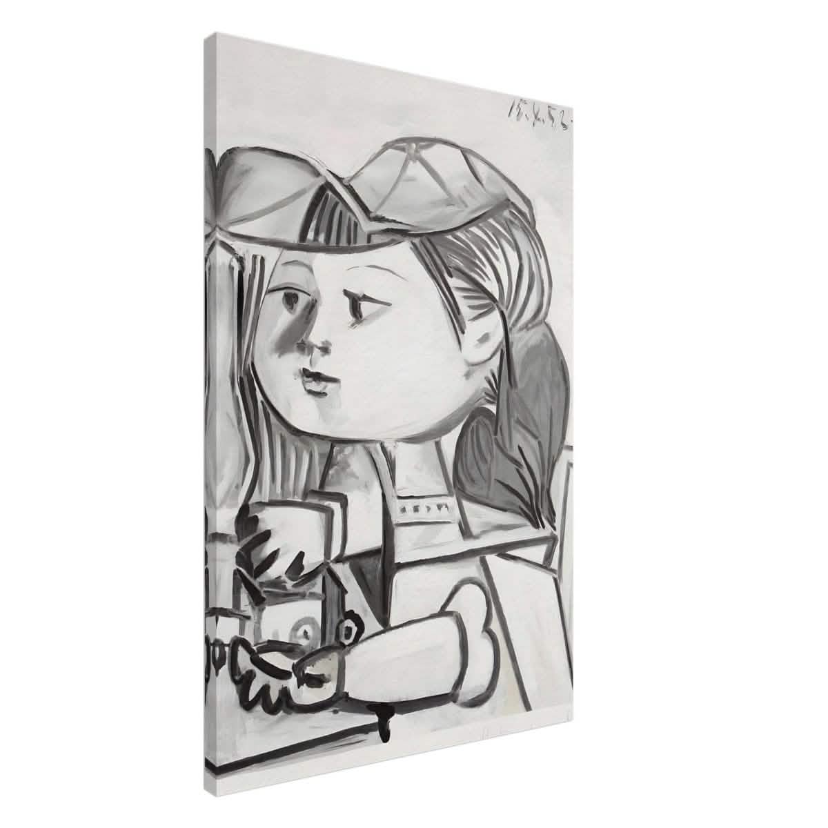 Buste De Petite Fille Black by Pablo Picasso | Cubism wall art print - Canvas - 60x90 cm / 24x36″ -