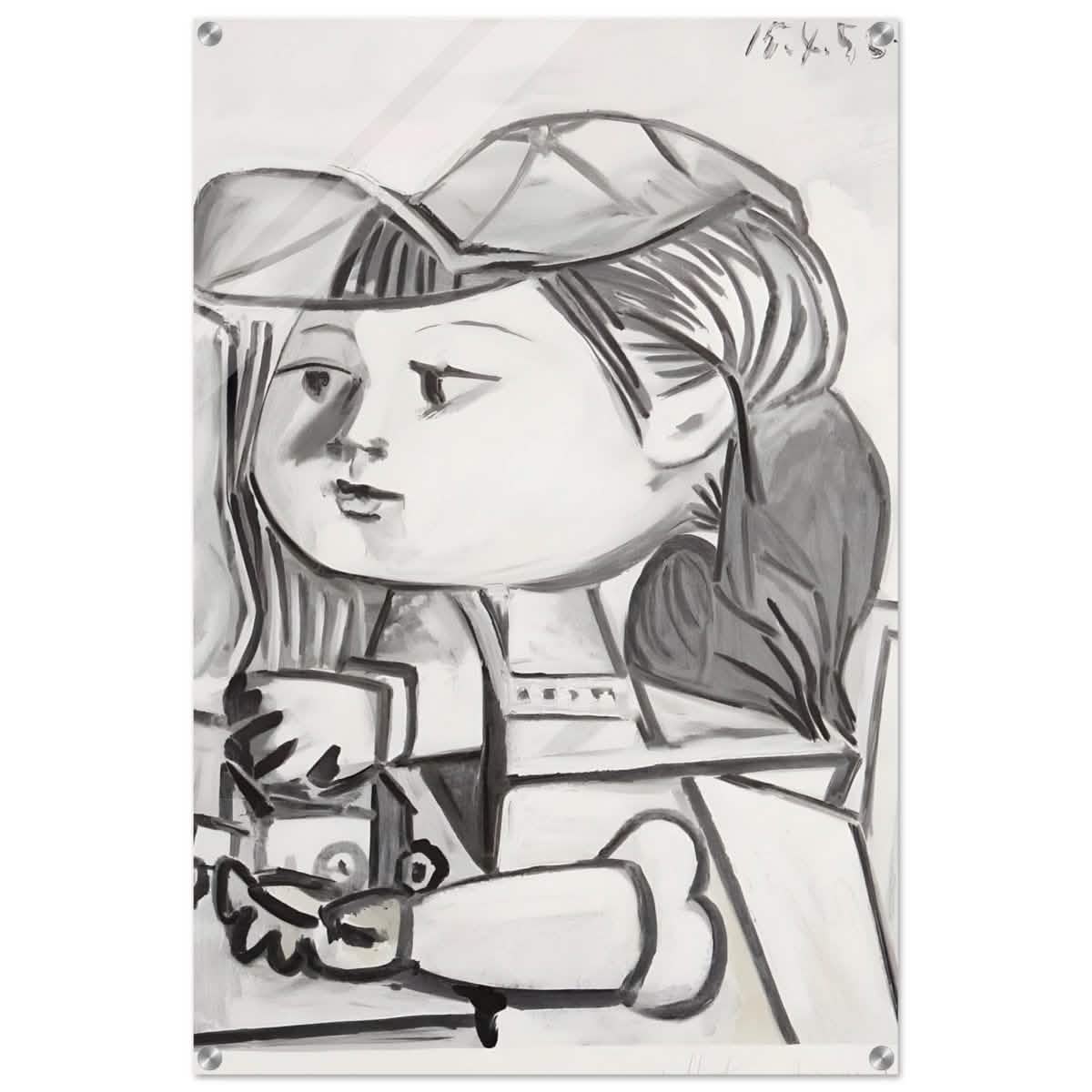 Buste De Petite Fille Black by Pablo Picasso | Cubism wall art print - Acrylic Print - 60x90 cm / 24x36″ -