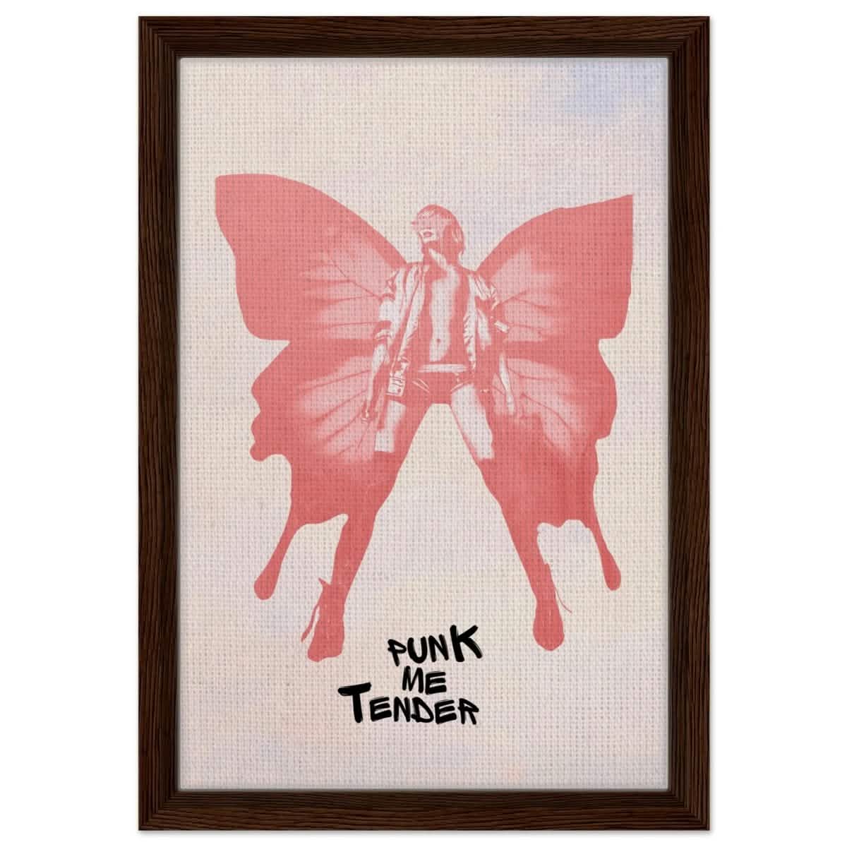Butterfly Punk | Pop Art wall art print - Framed Canvas - 30x45 cm / 12x18″ - Dark wood frame