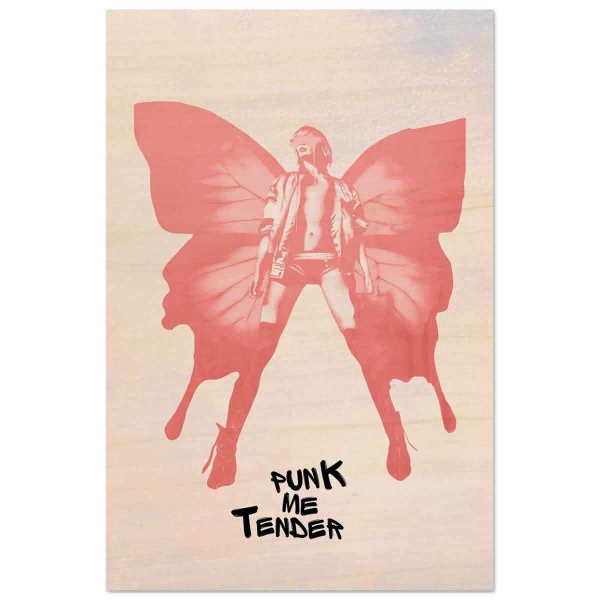 Butterfly Punk | Pop Art wall art print - Wood Prints - 50x75 cm / 20x30″ -
