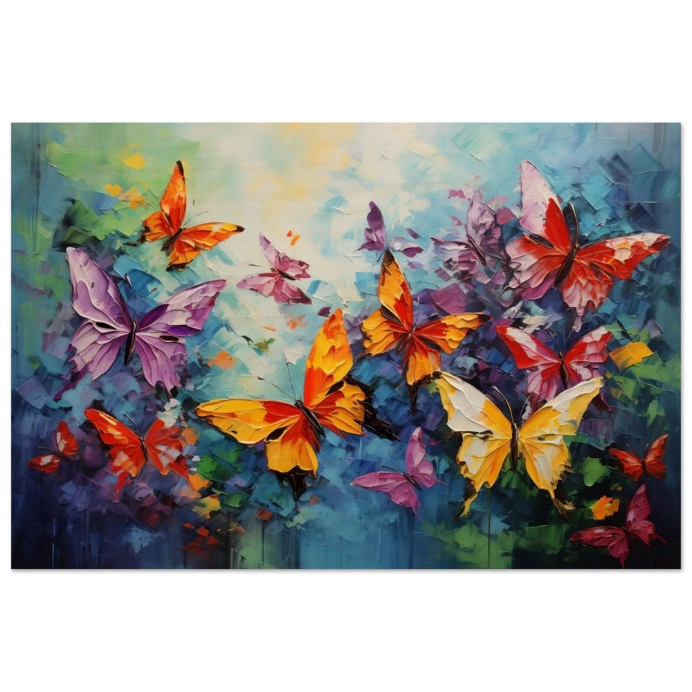 Butterfly Symphony | Contemporary Figurative Wildlife Art | Abstract Realism with Butterflies - Wood Prints - 50x75 cm / 20x30″ -