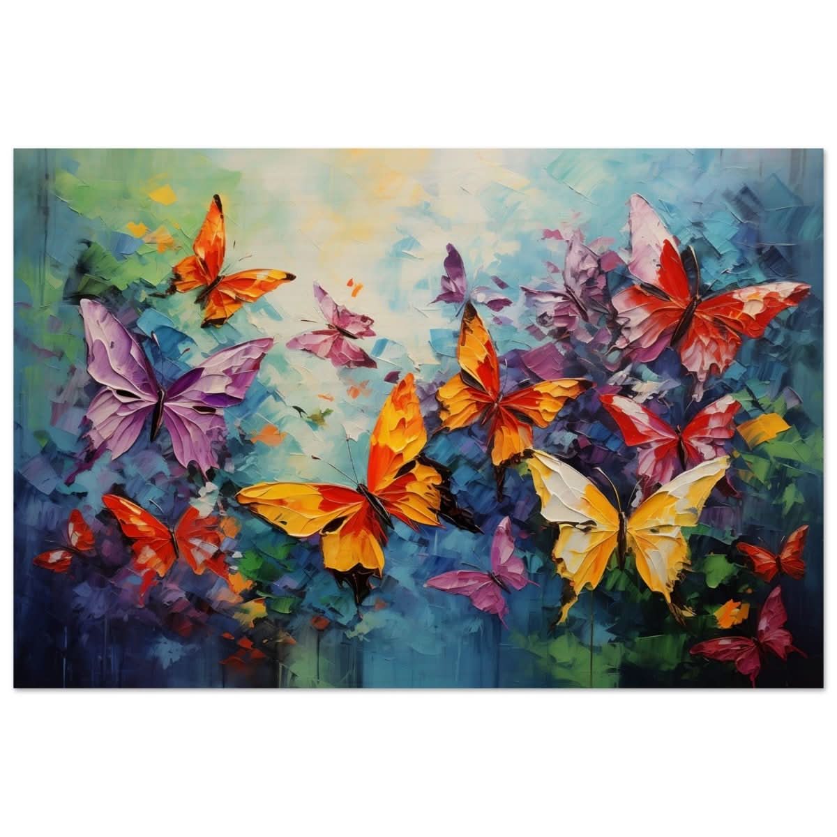 Butterfly Symphony | Contemporary Figurative Wildlife Art | Abstract Realism with Butterflies - Wood Prints - 50x75 cm / 20x30″ -