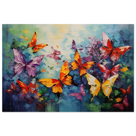 Butterfly Symphony | Contemporary Figurative Wildlife Art | Abstract Realism with Butterflies - Wood Prints - 50x75 cm / 20x30″ -