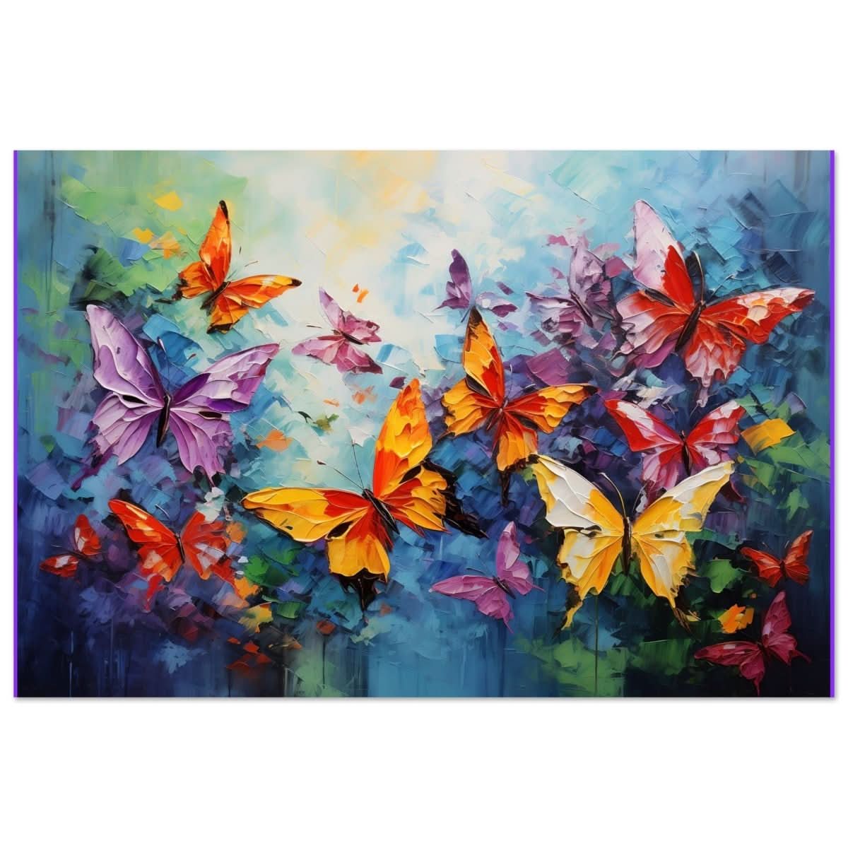 Butterfly Symphony | Contemporary Figurative Wildlife Art | Abstract Realism with Butterflies - Aluminum Print - 30x45 cm / 12x18″ -