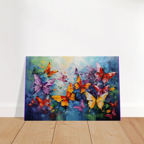 Butterfly Symphony | Contemporary Figurative Wildlife Art | Abstract Realism with Butterflies - Brushed Aluminum Print - 30x45 cm / 12x18″ -