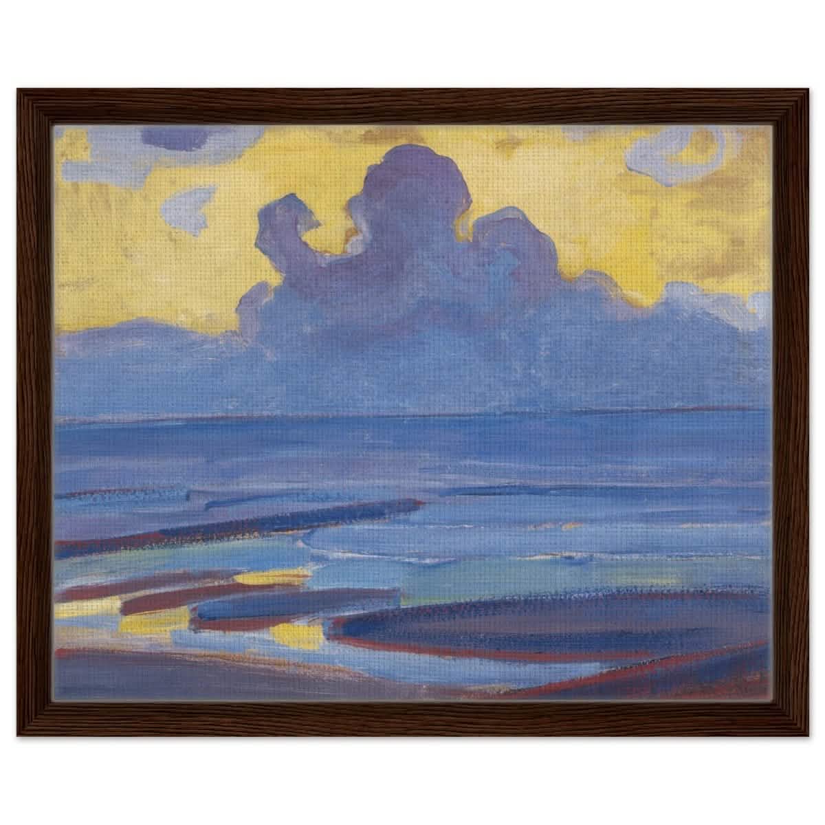 By The Sea 1909 by Piet Mondrian | Vintage wall art print - Framed Canvas - 40x50 cm / 16x20″ - Dark wood frame