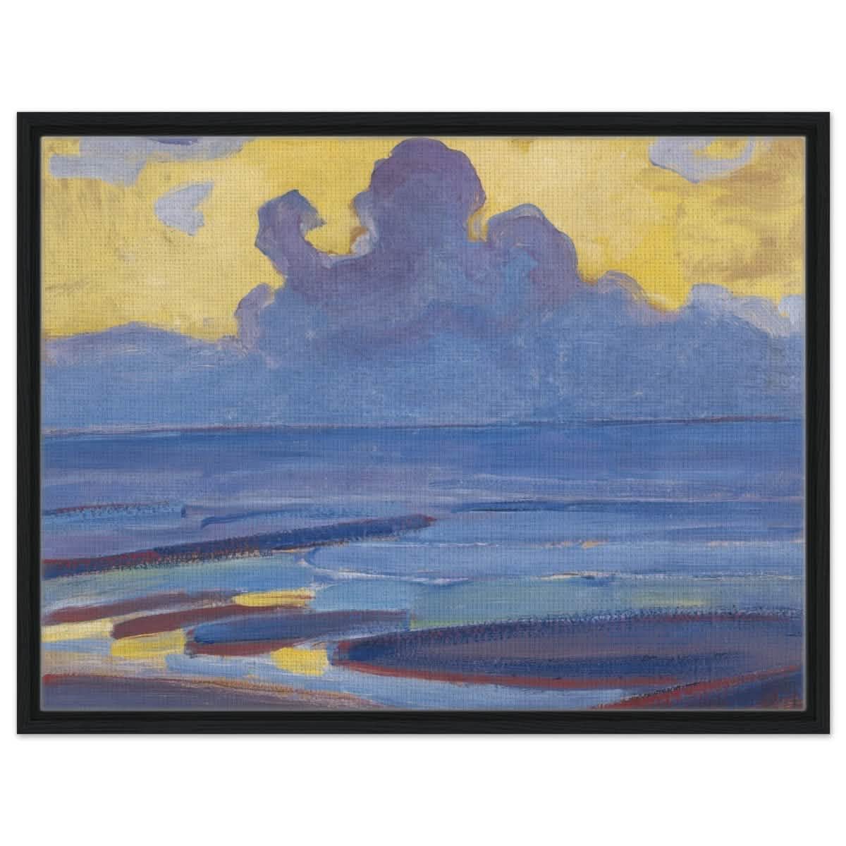 By The Sea 1909 by Piet Mondrian | Vintage wall art print - Framed Canvas - 60x80 cm / 24x32″ - Black frame