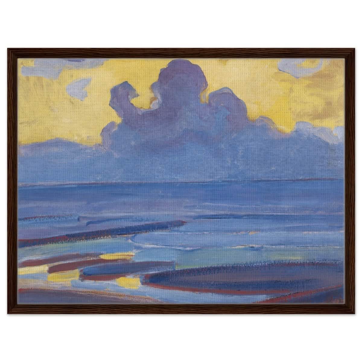 By The Sea 1909 by Piet Mondrian | Vintage wall art print - Framed Canvas - 60x80 cm / 24x32″ - Dark wood frame