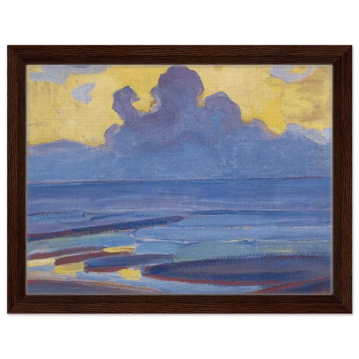 By The Sea 1909 by Piet Mondrian | Vintage wall art print - Framed Canvas - 30x40 cm / 12x16″ - Dark wood frame