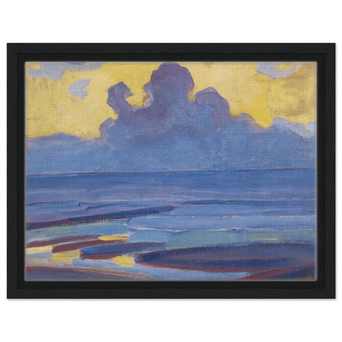 By The Sea 1909 by Piet Mondrian | Vintage wall art print - Framed Canvas - 30x40 cm / 12x16″ - Black frame