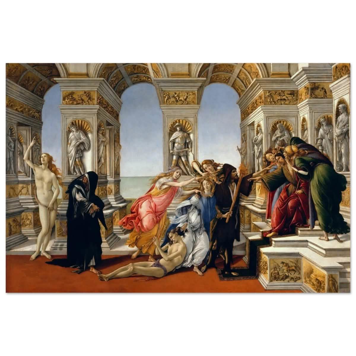Calumny of Apelles by Sandro Botticelli 1495 | Vintage Art wall art print - Aluminum Print - 50x75 cm / 20x30″ -