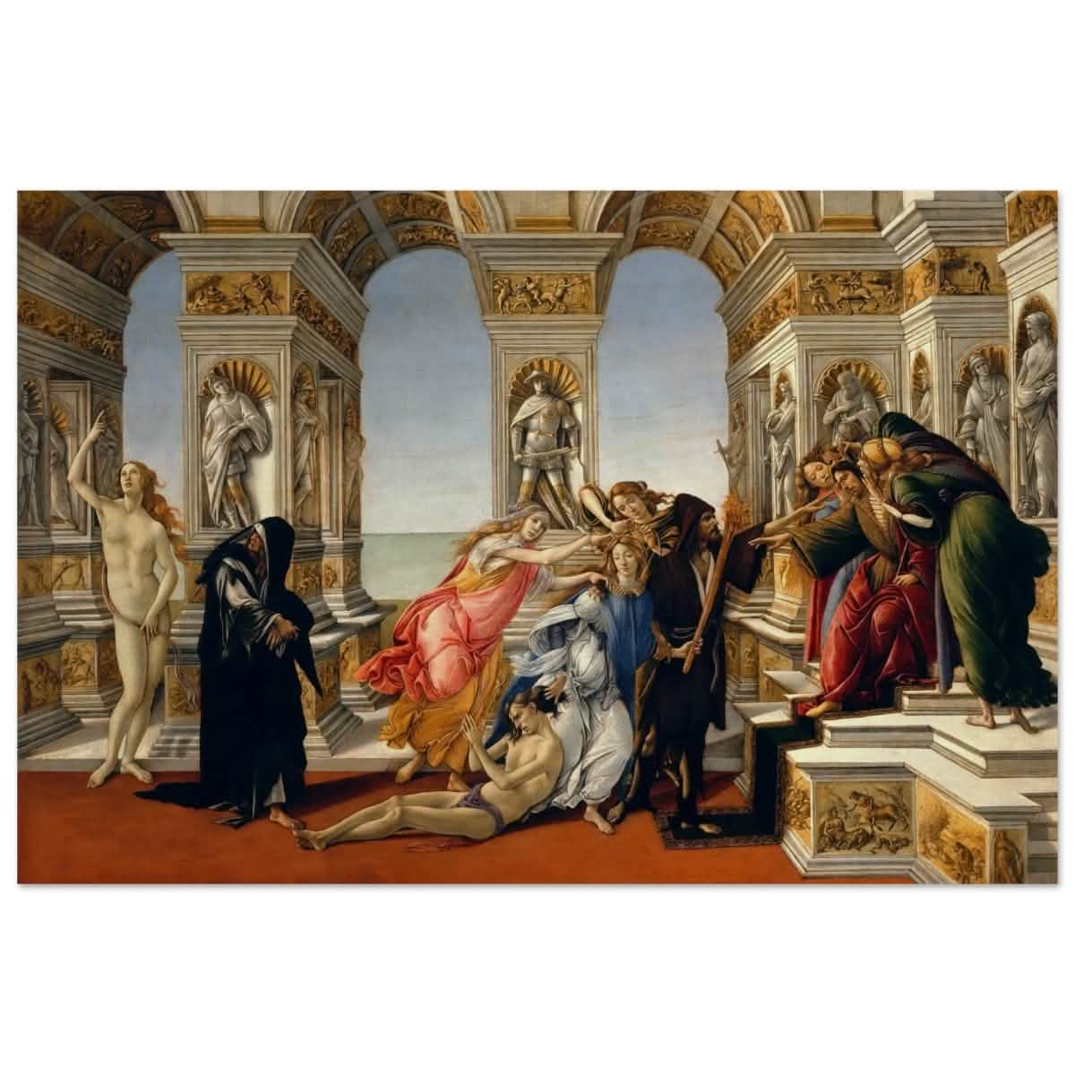 Calumny of Apelles by Sandro Botticelli 1495 | Vintage Art wall art print - Wood Prints - 60x90 cm / 24x36″ -