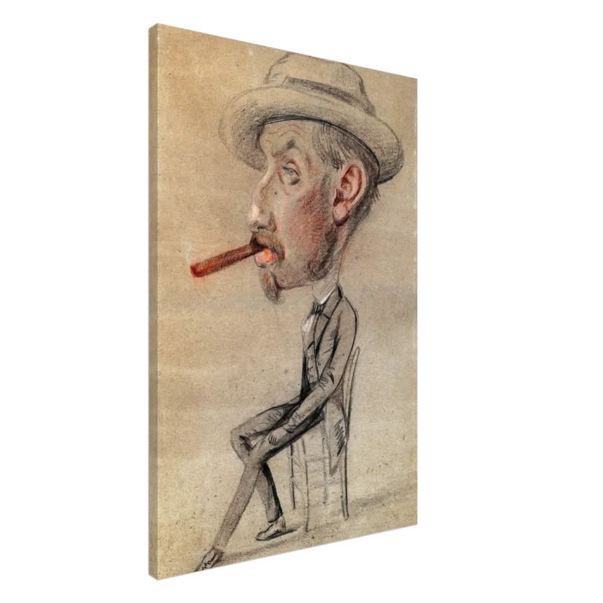Caricature of a Man with a Big Cigar by Claude Monet | Vintage wall art print - Canvas - 60x90 cm / 24x36″ -