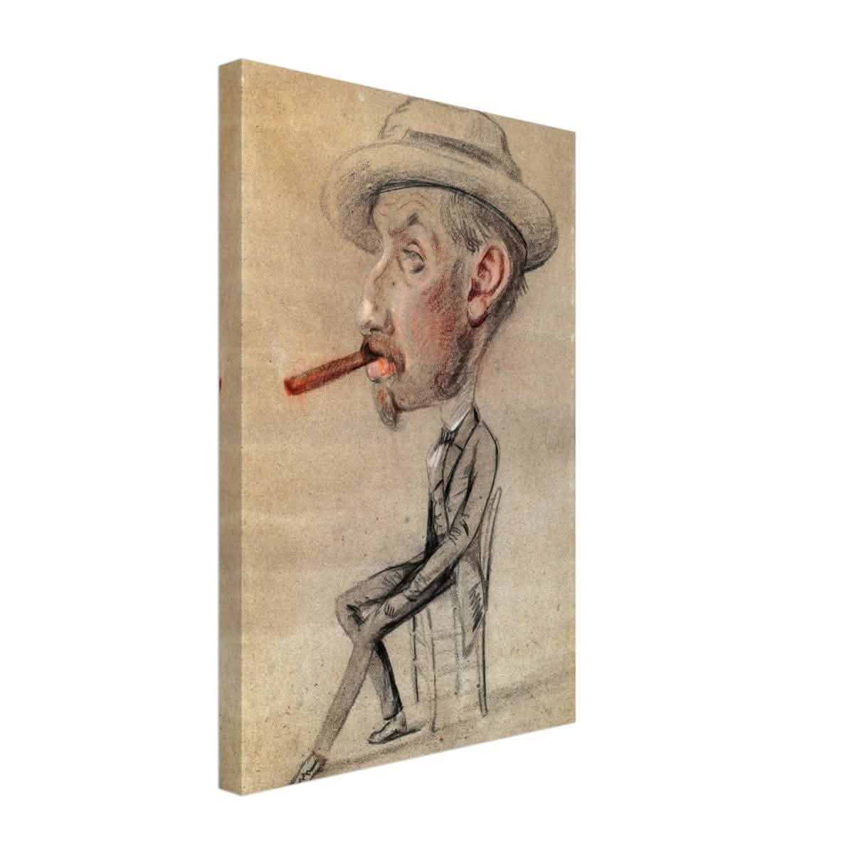 Caricature of a Man with a Big Cigar by Claude Monet | Vintage wall art print - Canvas - 30x45 cm / 12x18″ -