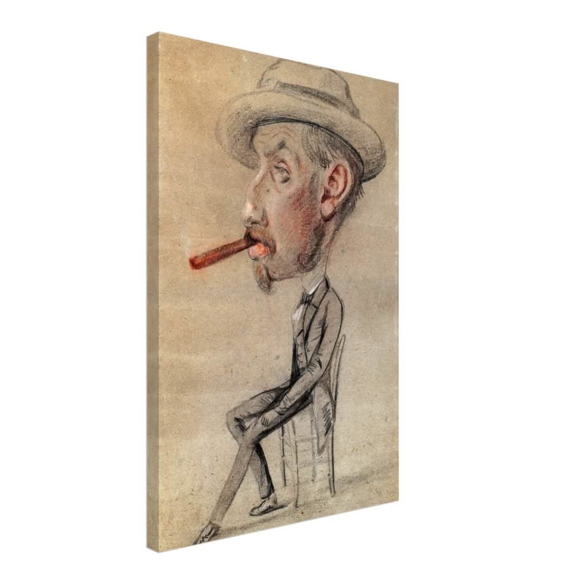 Caricature of a Man with a Big Cigar by Claude Monet | Vintage wall art print - Canvas - 40x60 cm / 16x24″ -