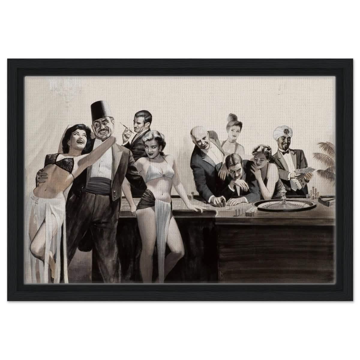 Casino Royale Nights | Vintage Glamour - Framed Canvas - 30x45 cm / 12x18″ - Black frame