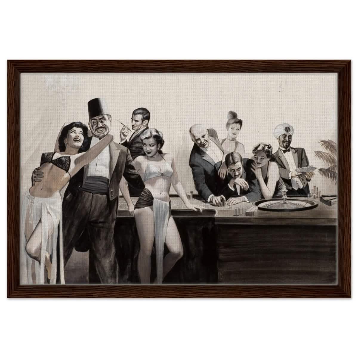 Casino Royale Nights | Vintage Glamour - Framed Canvas - 40x60 cm / 16x24″ - Dark wood frame